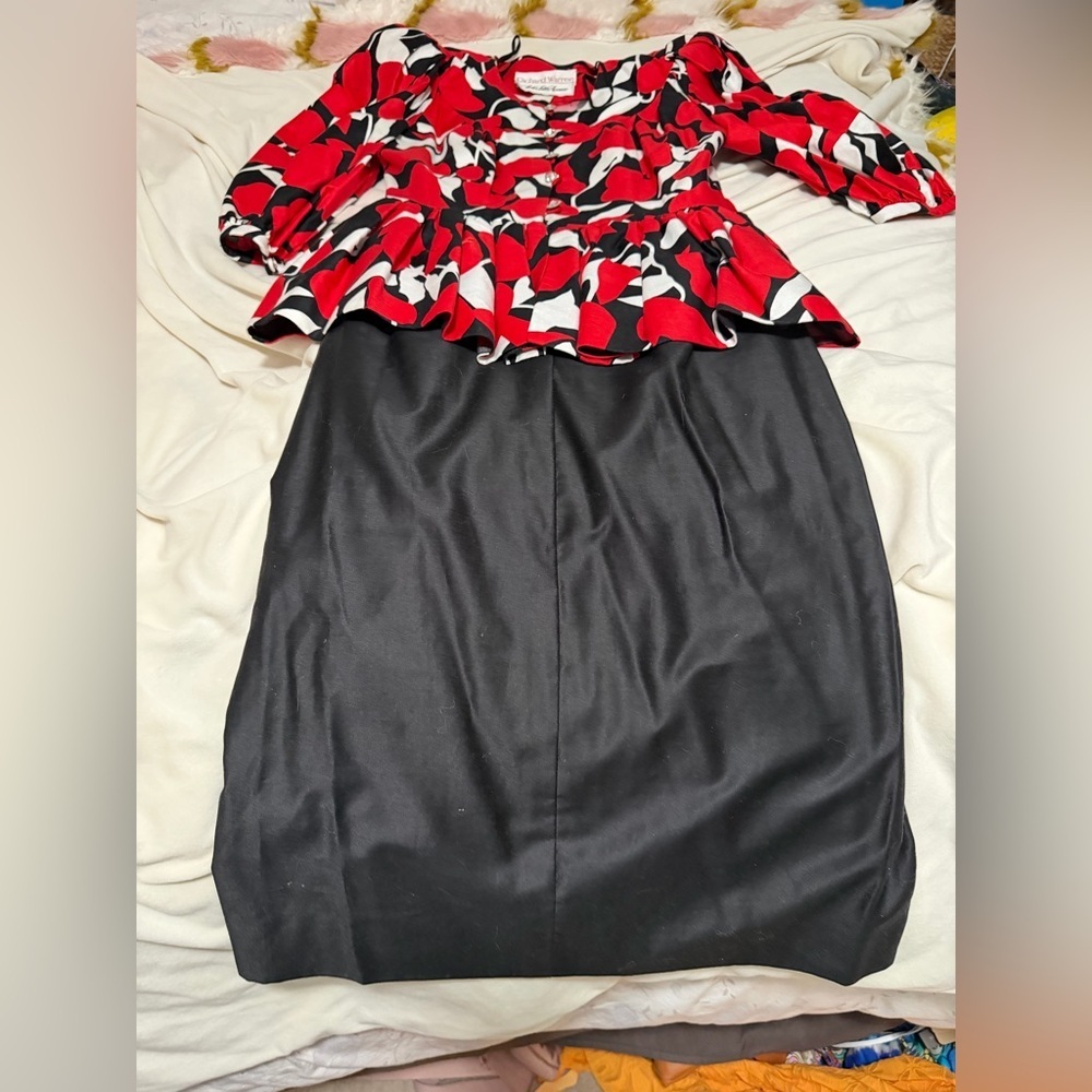 Vintage Richard Warren Sals Fifth Avenue Peplum Dress with Pencil Skirt 10 USA